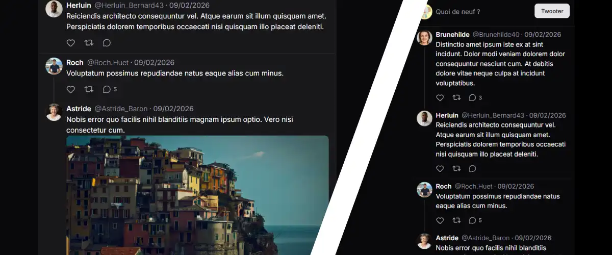 A preview of Twoutter's responsiveness by showing the dekstop and mobile versions side by side